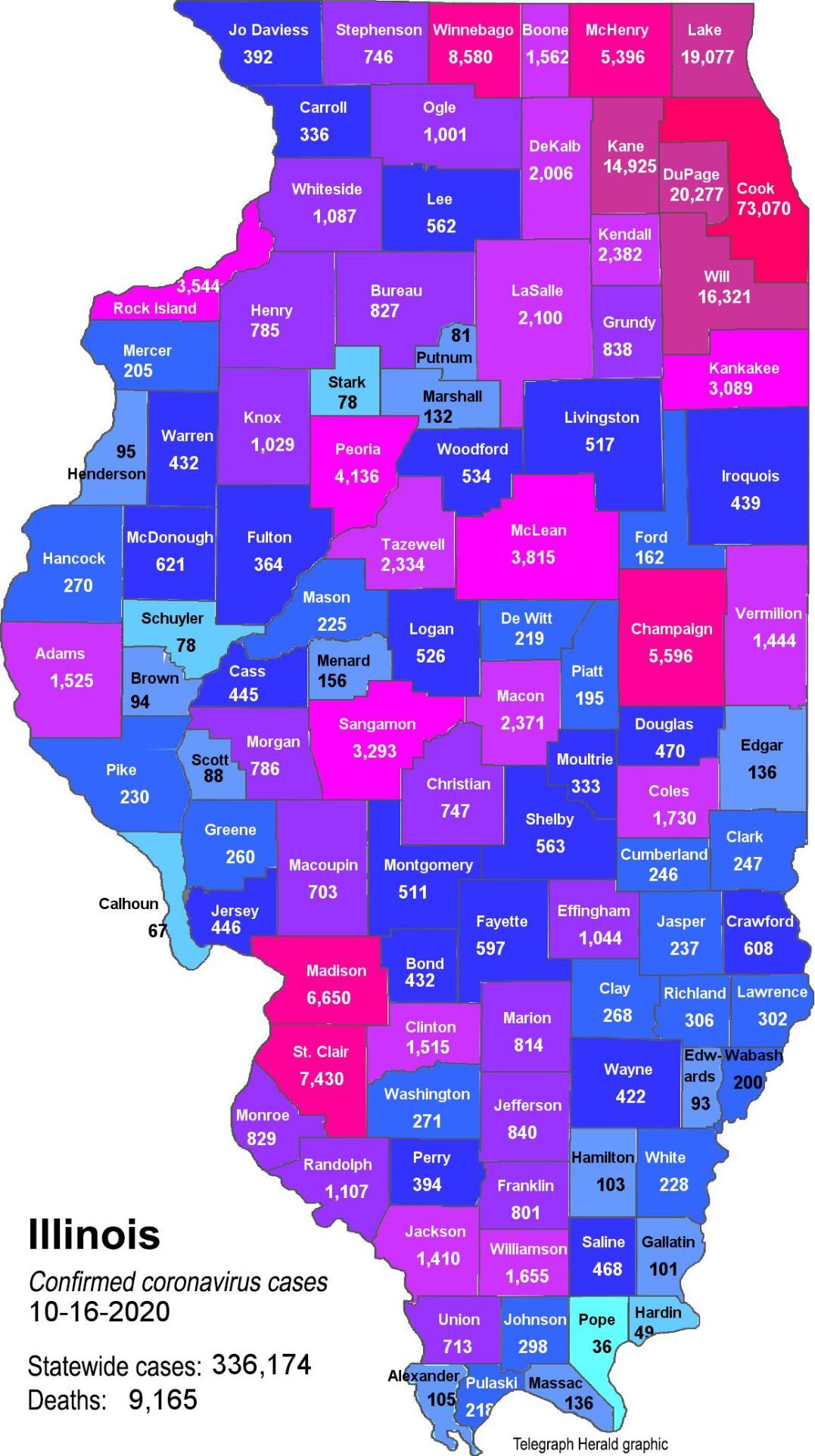 Where is COVID-19 in Illinois (10-16-2020)